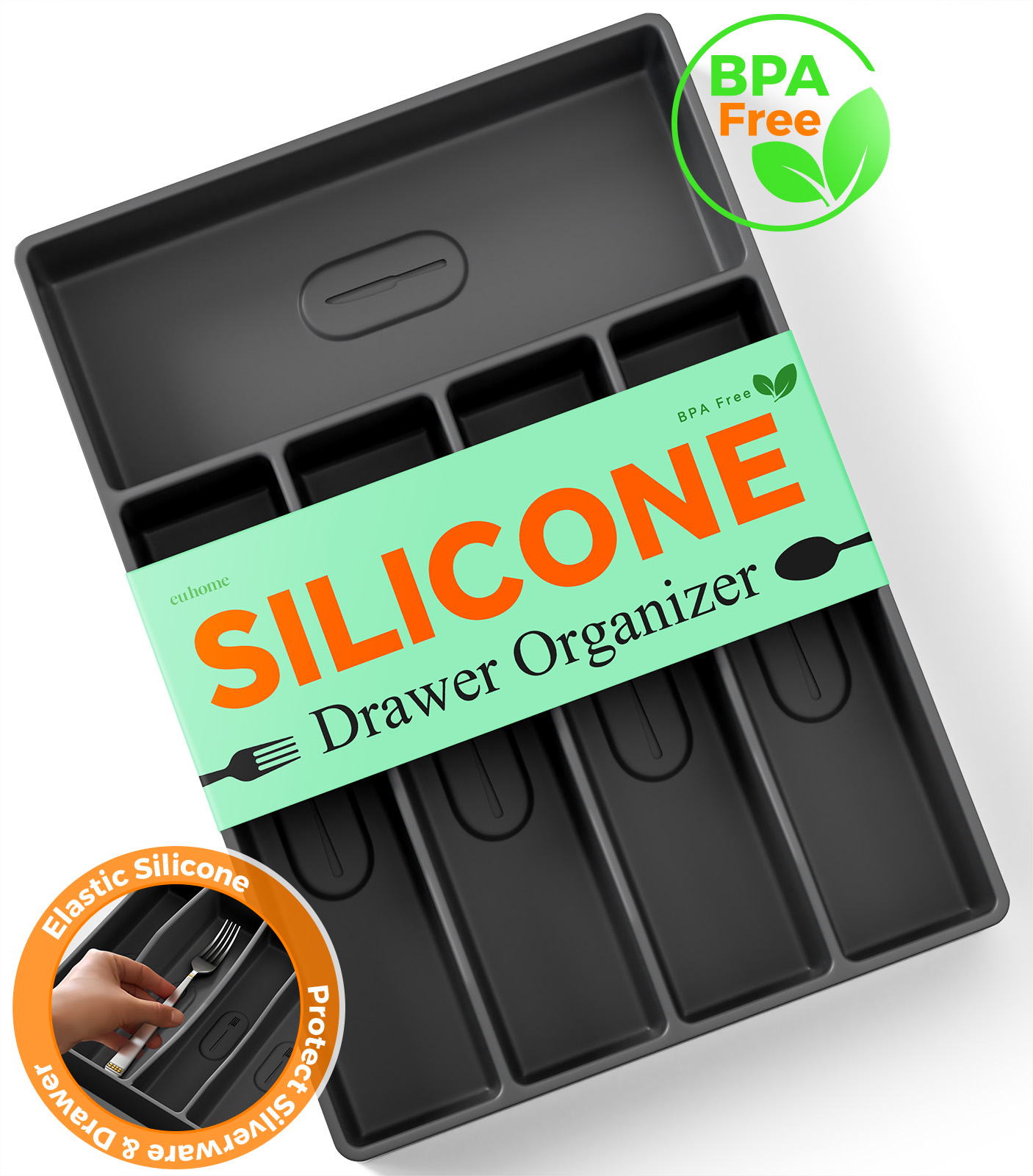 Silicone Silverware Drawer Organizer